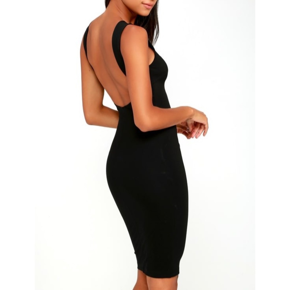 Lulus - Like A Lady Backless Midi Dress - Black